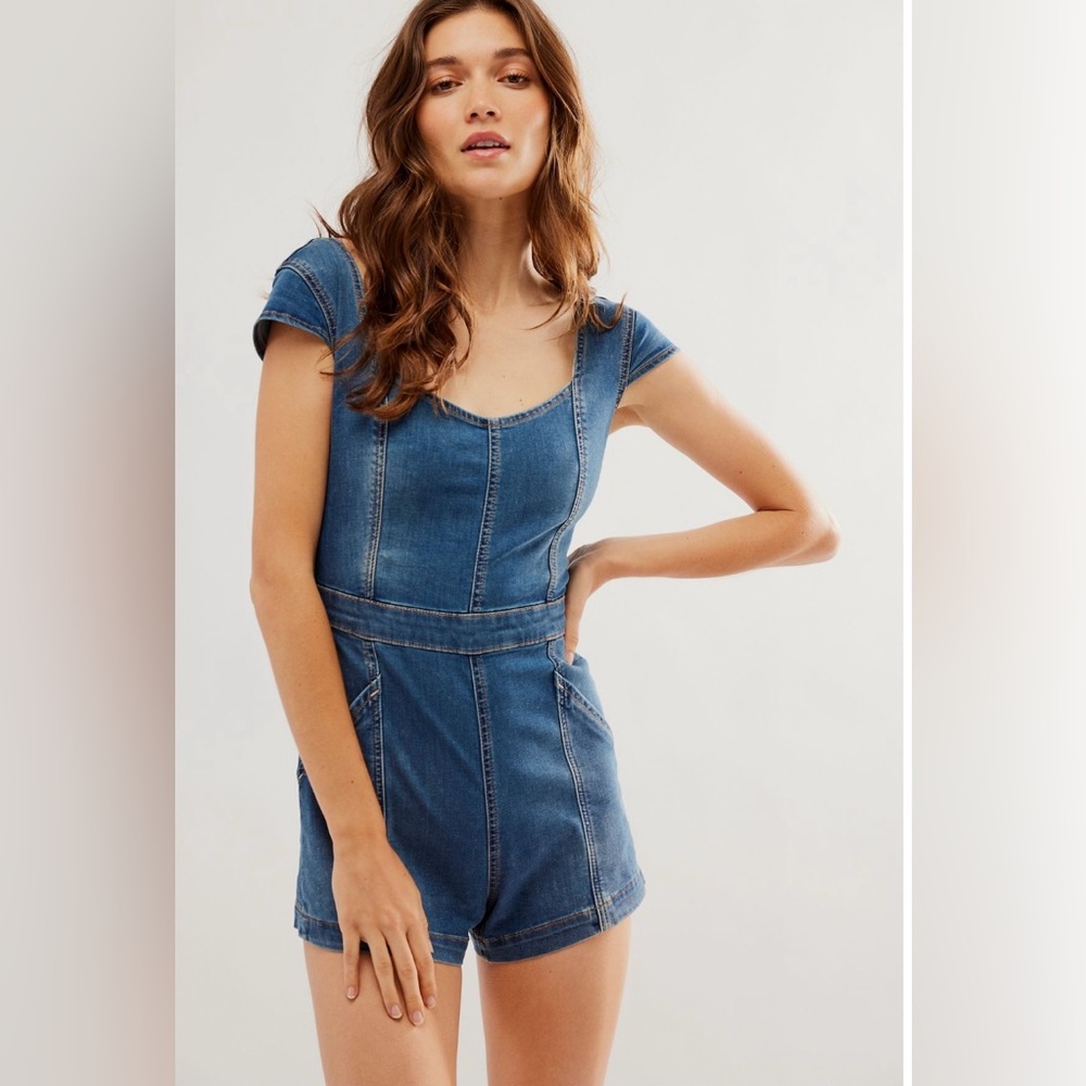 NWT Free People In Your Dreams Jean Romper Large